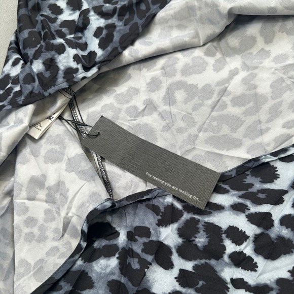 S.Deer Skirt L Womens Gray Black White Leopard Print Elastic Waist Mesh High - Picture 8 of 9